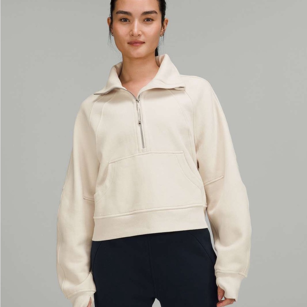 scuba oversized half zip funnel xs/s white opal